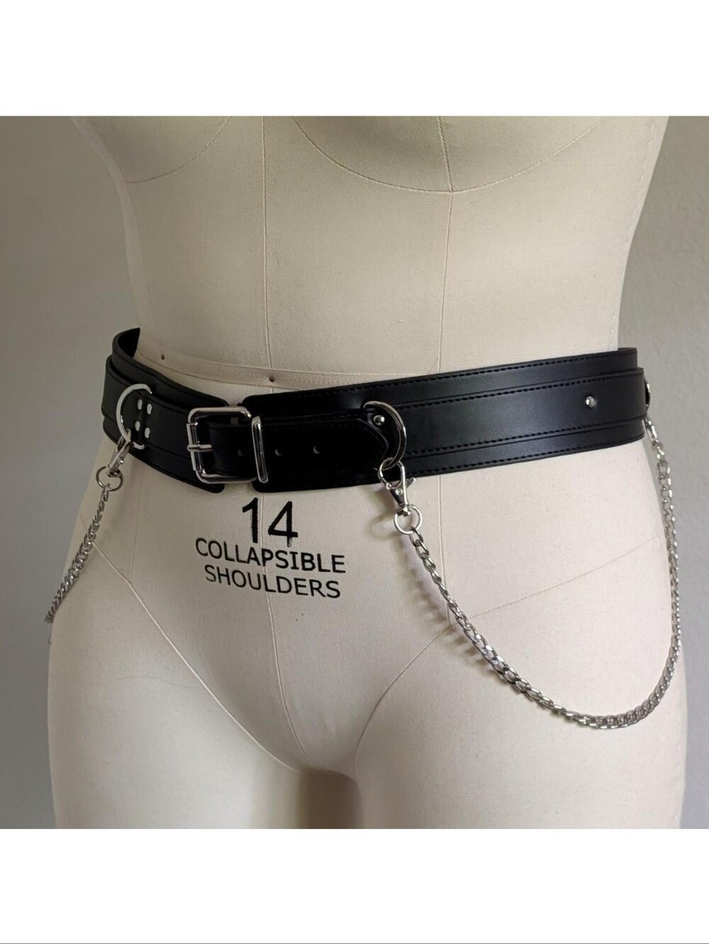 BlackMilk Chained Up | Black PLeather Belt with Silver Chain Detail
